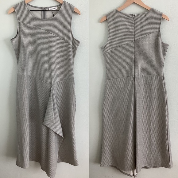 Calvin Klein NWT Grey/White Dress M/M Asymmetrical - Picture 4 of 8